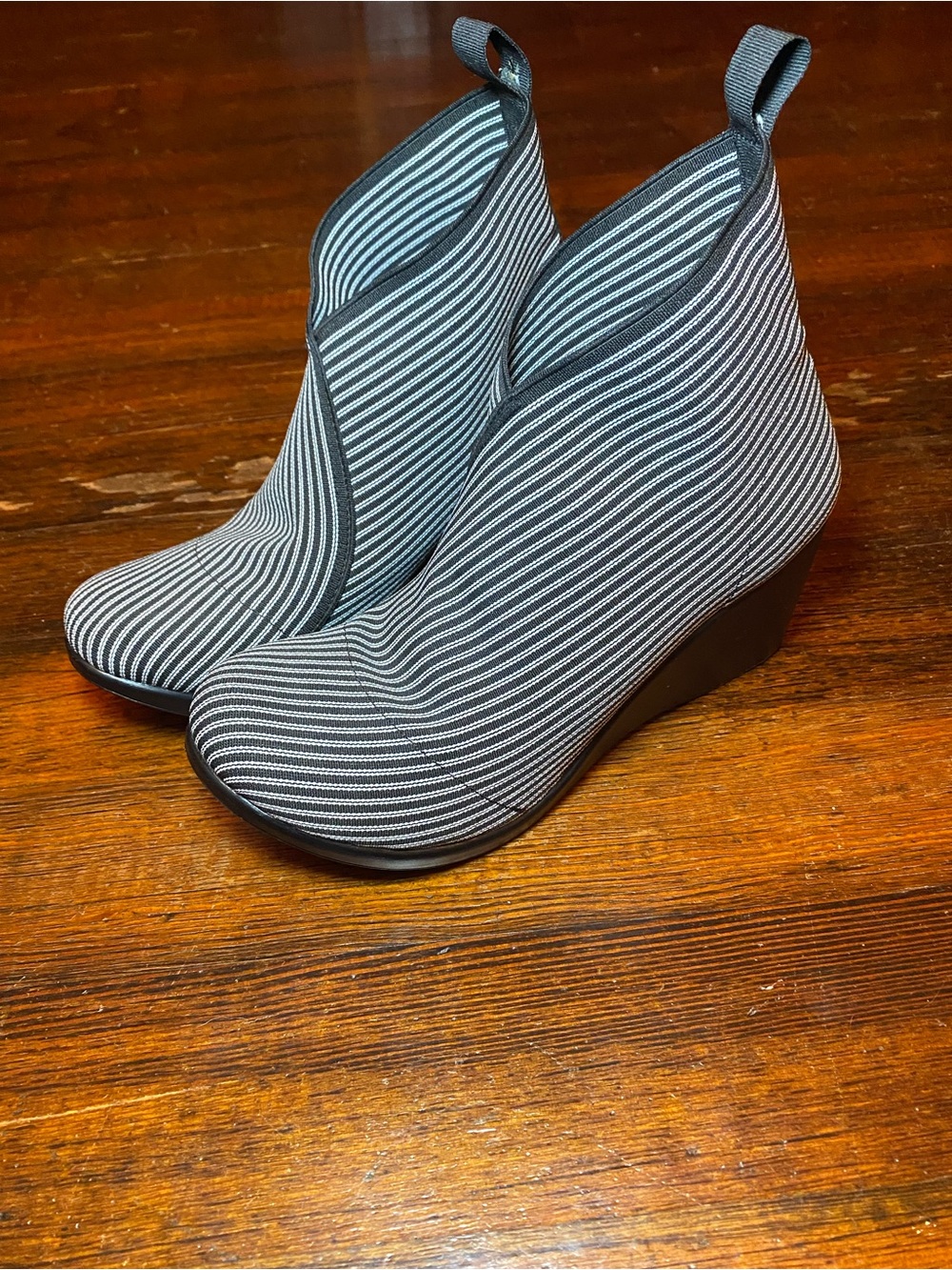 Charleston Shoe Company Telfair Boot Pinstripe Stretch Fabric Ankle Bootie